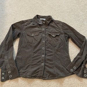 At last olive green button up shirt